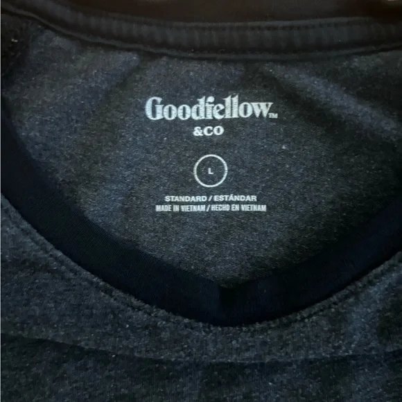 Goodfellow & Co Tshirt Men’s Large Black Gray Standard Tee Raglan Casualwear Top - Picture 2 of 5